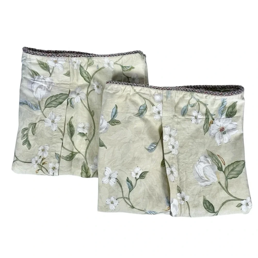 Williamsburg King Pillow Shams Set of 2 Floral Butterfly Magnolia Cotton
